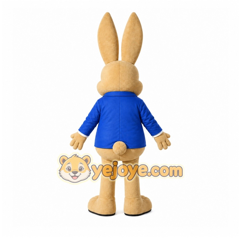 Beige Rabbit Mascot Costume with Custom Logo Beige Rabbit Mascot Costume with Custom Logo