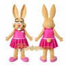 Beige Rabbit Mascot Costume with Custom Logo Beige Rabbit Mascot Costume with Custom Logo