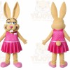 Beige Rabbit Mascot Costume with Custom Logo