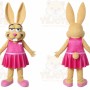 Beige Rabbit Mascot Costume with Custom Logo