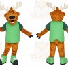 Brown Moose Mascot Costume with Custom Logo