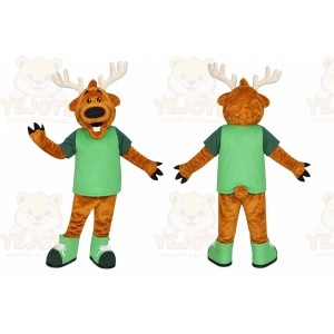 Brown Moose Mascot Costume with Custom Logo