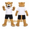 Tan Cougar Mascot Costume with Custom Logo
