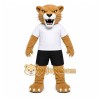 Tan Cougar Mascot Costume with Custom Logo