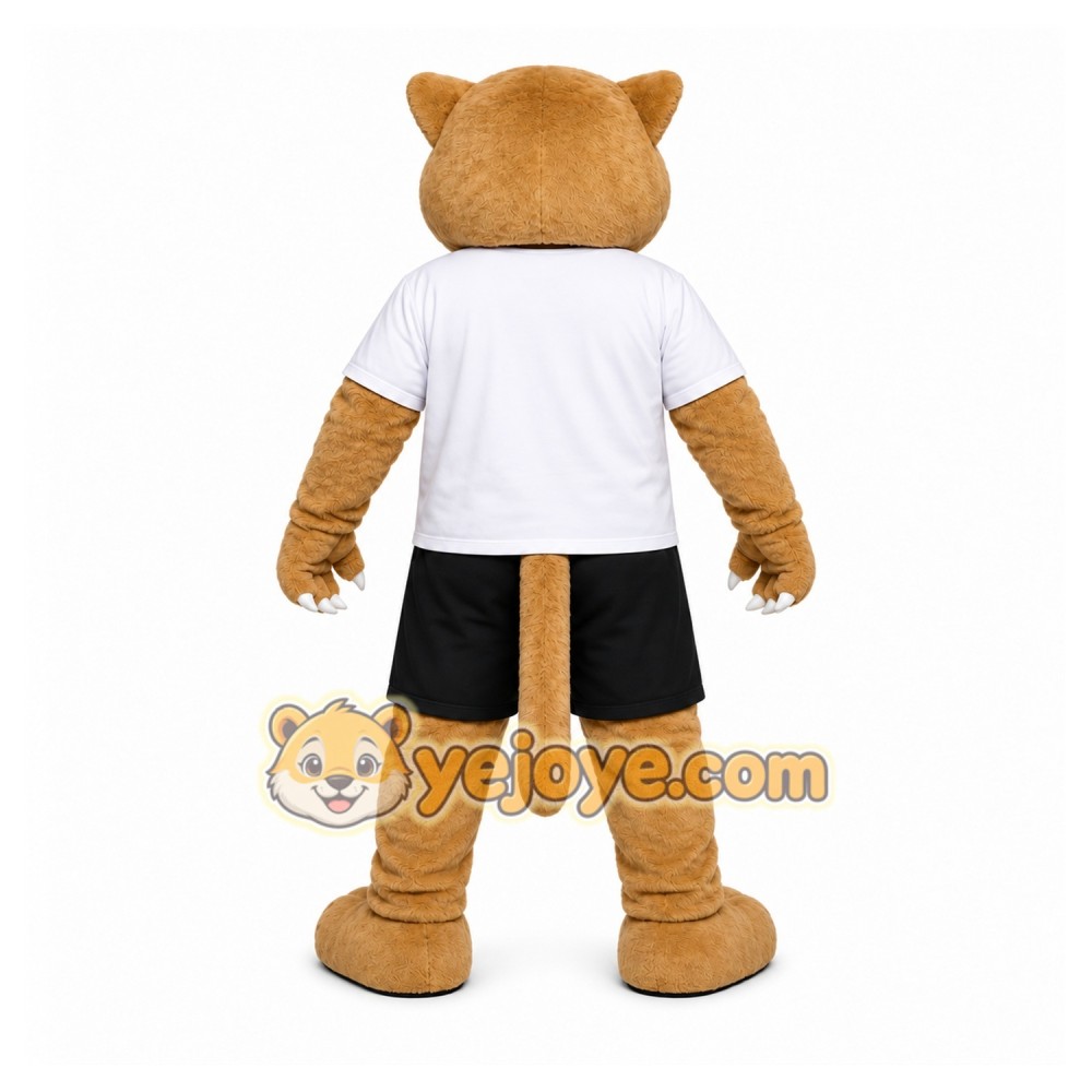 Tan Cougar Mascot Costume with Custom Logo