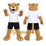 Tan Cougar Mascot Costume with Custom Logo