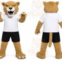 Tan Cougar Mascot Costume with Custom Logo