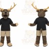 Brown Moose Mascot Costume with Custom Logo