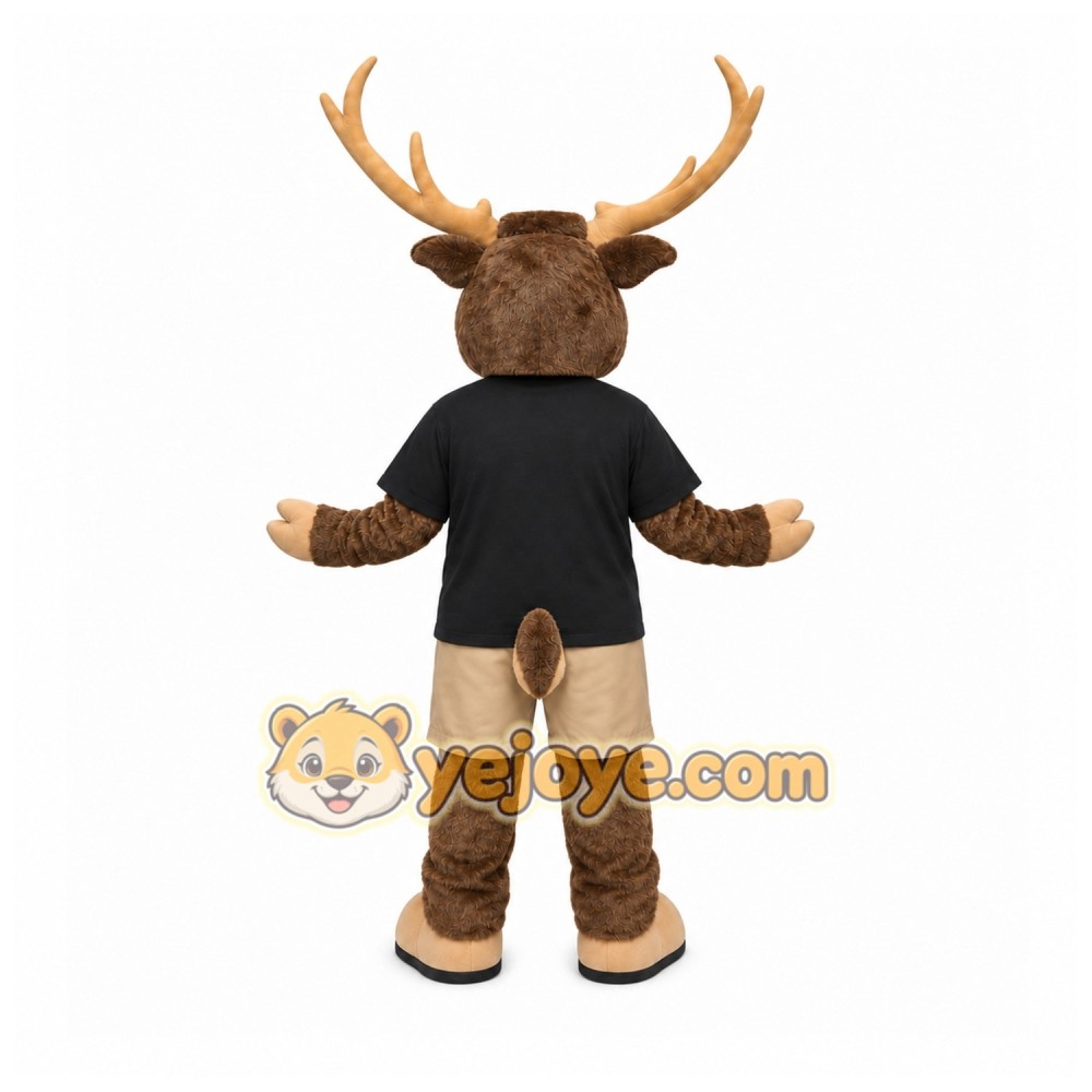 Brown Moose Mascot Costume with Custom Logo Brown Moose Mascot Costume with Custom Logo