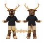 Brown Moose Mascot Costume with Custom Logo
