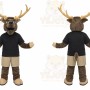 Brown Moose Mascot Costume with Custom Logo