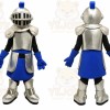 Blue Knight Mascot Costume with Custom Logo