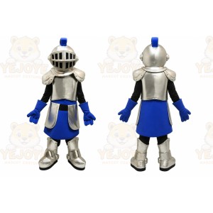 Blue Knight Mascot Costume with Custom Logo