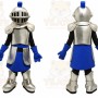Blue Knight Mascot Costume with Custom Logo