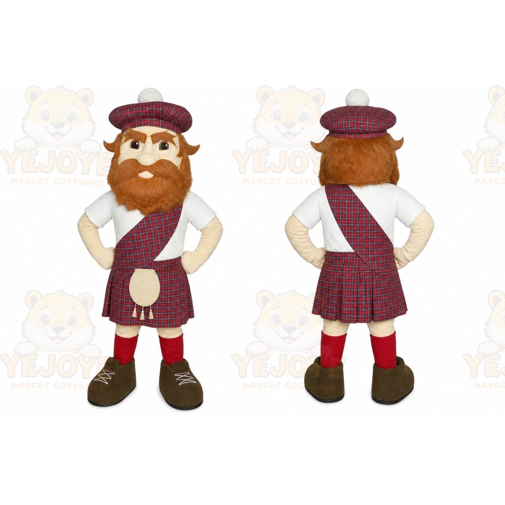 Brown Scottish Warrior Mascot Costume with Custom Logo
