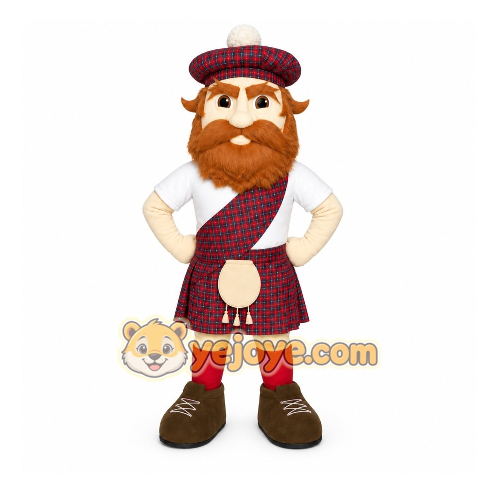 Brown Scottish Warrior Mascot Costume with Custom Logo Brown Scottish Warrior Mascot Costume with Custom Logo