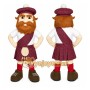 Brown Scottish Warrior Mascot Costume with Custom Logo
