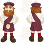 Brown Scottish Warrior Mascot Costume with Custom Logo