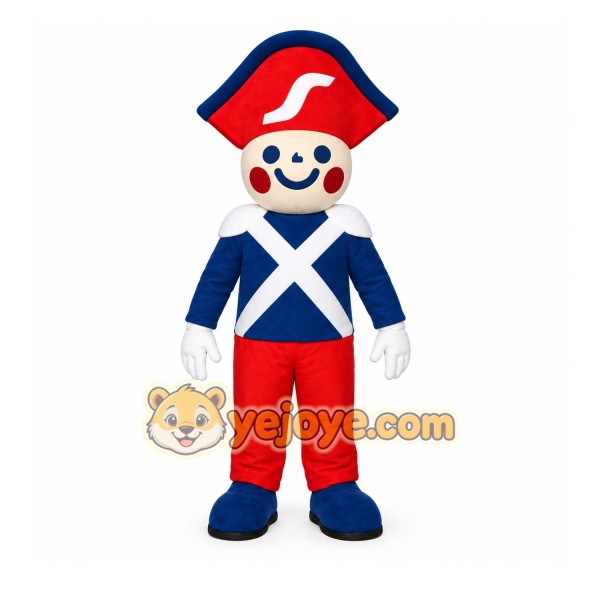 Blue Soldier Mascot Costume with Custom Logo