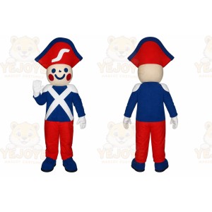 Blue Soldier Mascot Costume with Custom Logo