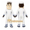 White Driver Mascot Costume with Custom Logo White Driver Mascot Costume with Custom Logo