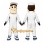 White Driver Mascot Costume with Custom Logo