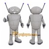 Gray Robot Mascot Costume with Custom Logo