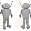 Gray Robot Mascot Costume with Custom Logo