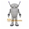Gray Robot Mascot Costume with Custom Logo