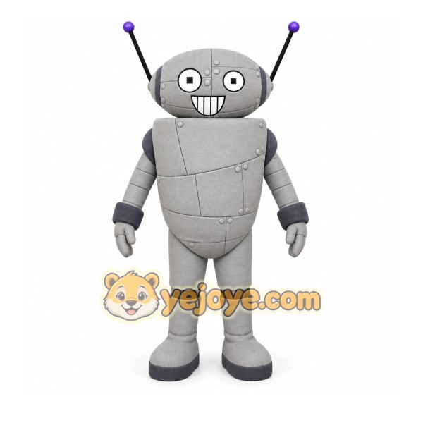 Gray Robot Mascot Costume with Custom Logo Gray Robot Mascot Costume with Custom Logo