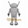 Gray Robot Mascot Costume with Custom Logo