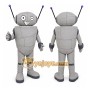 Gray Robot Mascot Costume with Custom Logo