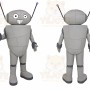 Gray Robot Mascot Costume with Custom Logo