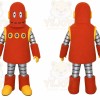 Red Robot Mascot Costume with Custom Logo
