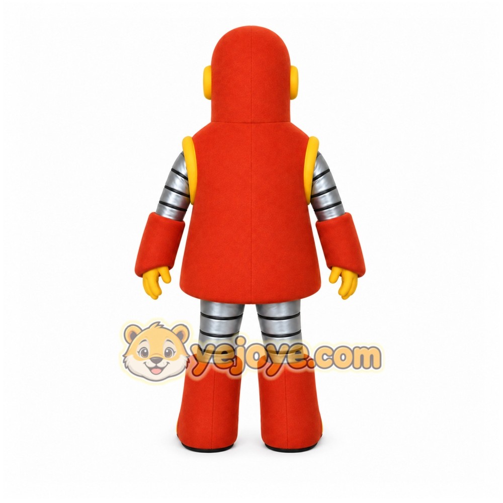 Red Robot Mascot Costume with Custom Logo