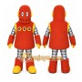 Red Robot Mascot Costume with Custom Logo