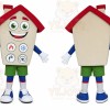 Beige House Mascot Costume with Custom Logo