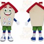 Beige House Mascot Costume with Custom Logo