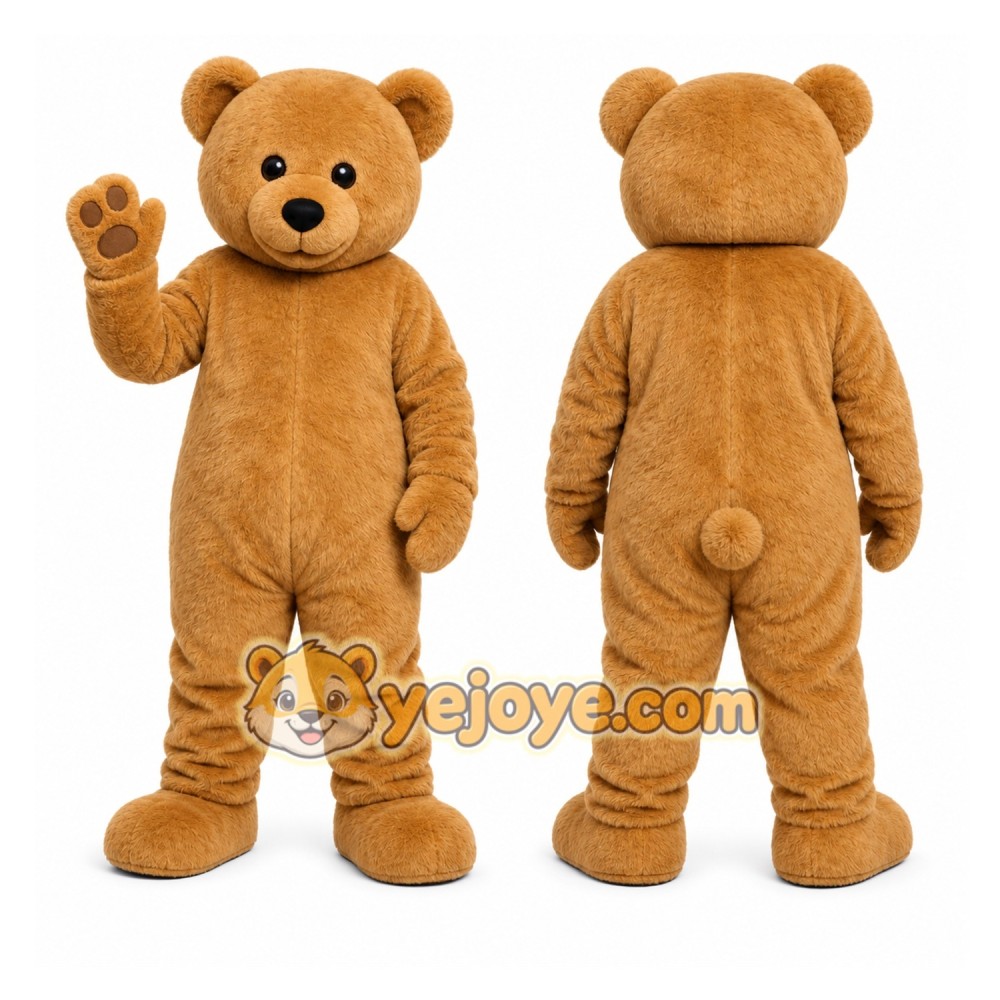 Brown Bear Mascot Costume with Custom Logo