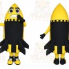 Yellow Rocket Mascot Costume with Custom Logo