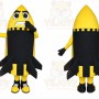 Yellow Rocket Mascot Costume with Custom Logo