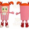 Pink Phone Mascot Costume with Custom Logo