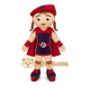 Red Girl Mascot Costume with Custom Logo