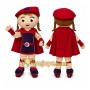Red Girl Mascot Costume with Custom Logo
