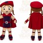 Red Girl Mascot Costume with Custom Logo