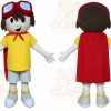 Yellow Boy Mascot Costume with Custom Logo
