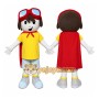 Yellow Boy Mascot Costume with Custom Logo