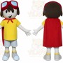 Yellow Boy Mascot Costume with Custom Logo