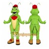 Green Grasshopper Mascot Costume with Custom Logo