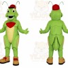 Green Grasshopper Mascot Costume with Custom Logo